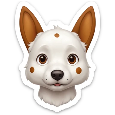 White dog with brown pointy ears and spots sticker