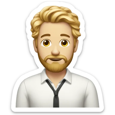 A white man with a beard and a fashionable hairstyle is intrigued sticker