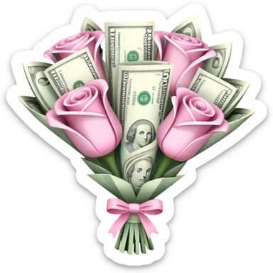 pretty pink bouquet made of money sticker