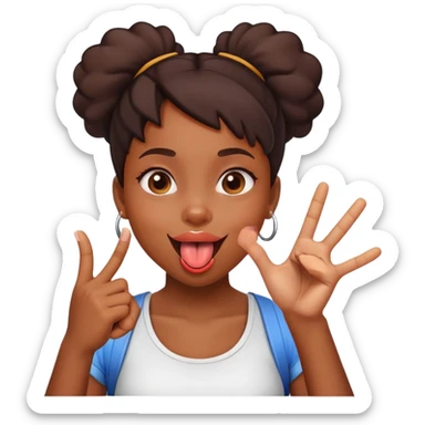Black girl with tongue out and making an ok sign sticker