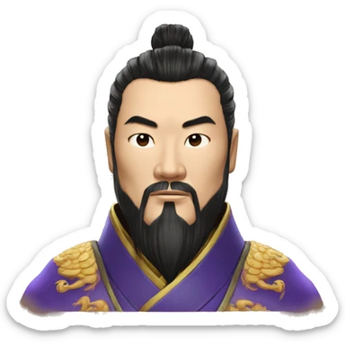 /imagine prompt: "emoji style portrait of Qin Shi Huang, Emperor of China, wearing a dragon robe, a determined expression on his face, detailed and realistic" --v 4 --q 2 sticker
