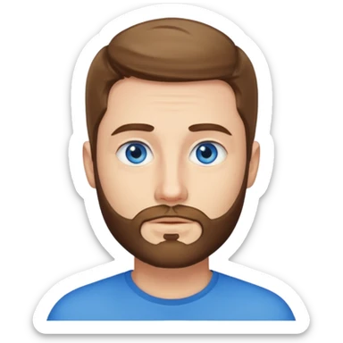 Man met een korte baard en felle blauwe ogen rost haar sticker