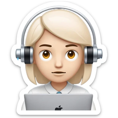 Emoji-style character with a neutral techy face, looking at two floating browser windows, modern vector design, serious expression, dark mode theme, clean lines, futuristic feel — not cute, not silly sticker