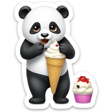 Panda eating ice cream sticker