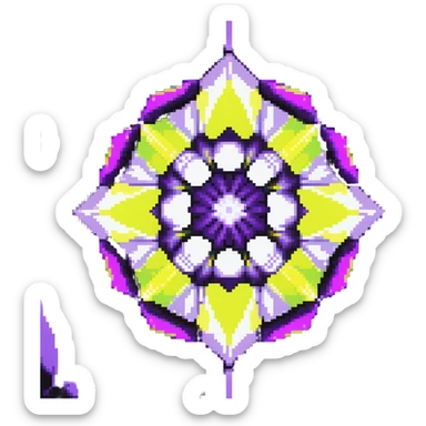 kaleidoscope effect with 6 facets, black, white, and neon yellow sticker