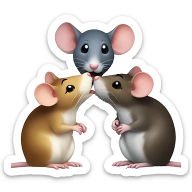 Three differently colored rats whispering sticker