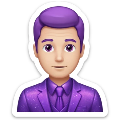 man office supervisor wearing glitter purple glittery clothes sticker