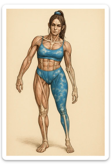 Anatomical style inspired by the photo: one leg much smaller and thinner than the other, highlighting the difference between the two legs, anatomical style, variant 5. sticker