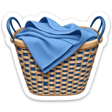 white LAUNDRY BASKET WITH FOLDED blue CLOTHES sticker