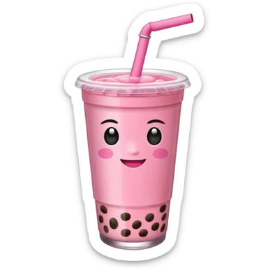 Pink boba drink  sticker