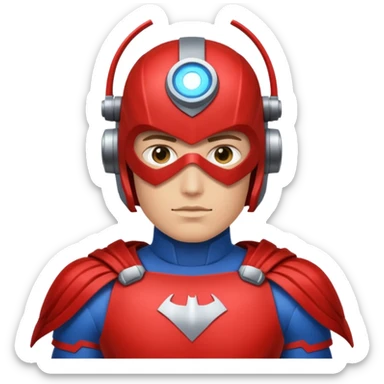 Un photographe high tech du futur, avec du matériel, une armure de terrain à la super héro. sticker