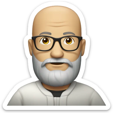 bald man with full beard and glasses reading bible sticker