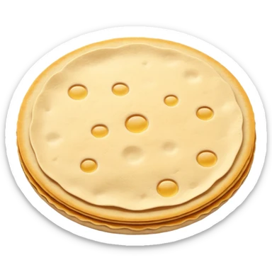 one flat tortilla, top-down or isometric, pale golden, toasted spots, soft and handmade, uneven edges, ripples or bubbles, 3D-rendered, minimal, no faces, transparent background sticker