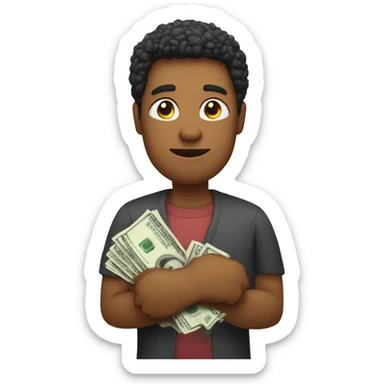 Saying sorry while holding money sticker