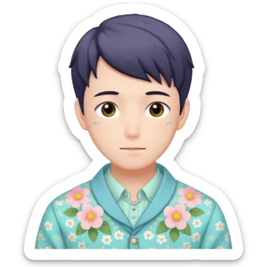 gorgeous-pastel-anime-style- man wearring Cottagecore style  sticker