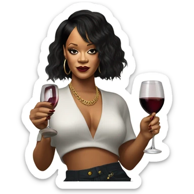 Photo Realistic Rihanna with wine glass sticker