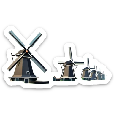 cinematic-realistic-kinderdijk-windmills-landmark-emoji,-showcasing-traditional-dutch-windmills-aligned-along-a-tranquil-canal,-with-lush-green-fields in a picture frame sticker