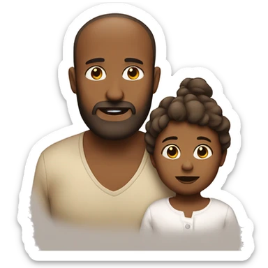 brown mum and baby with white dad with beard sticker