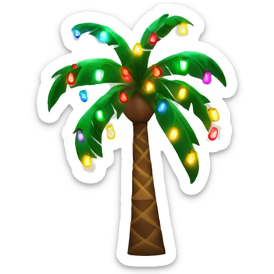 Palm tree with colorful Christmas lights sticker