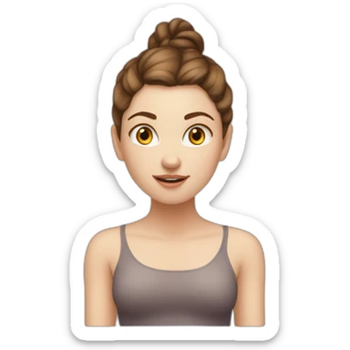 White girl brown hair in malasana sticker