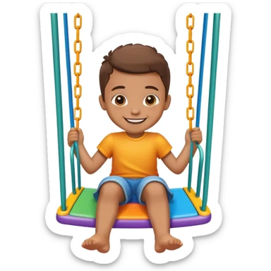 a colorful swing set with a smiling child, fun and friendly sticker