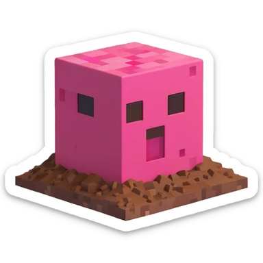 pink Minecraft dirt block 3D emoji sticker