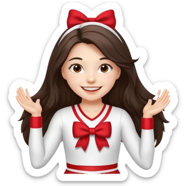white happy long haired brunette girl in a white USC cheerleader outfit sticker