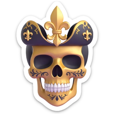 3D skull with fleur-de-lis and New Orleans Saints black and gold colors sticker