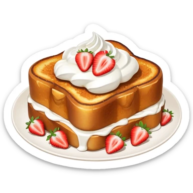 French toast with strawberry on top and whipped cream sticker