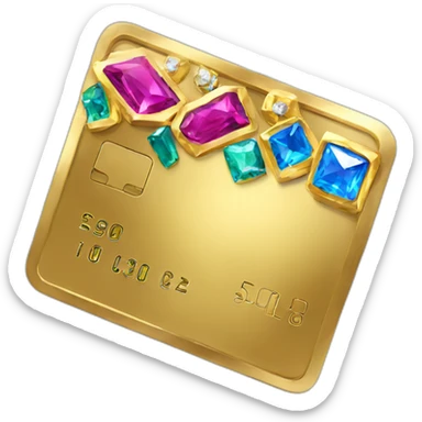 gold credit card with gems sticker