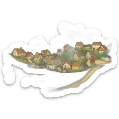 petit village avec une colline en fond sticker