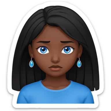 dark femine black haired girl with blue eyes and black top, very cold look sticker