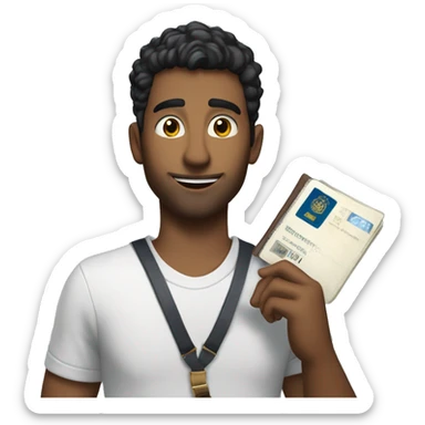 Rauw Alejandro holding a passport  sticker