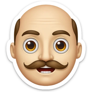 A regular emoji face with Half lidded eyes, large nostrils a moustache and sharp teeth sticker