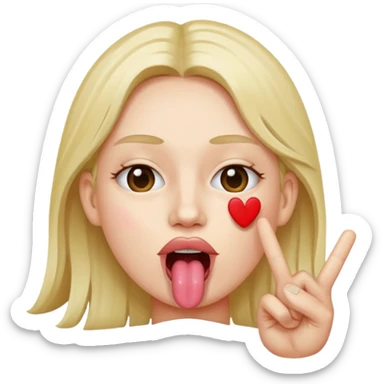 Peace sign in front of mouth with tongue sticking out  sticker