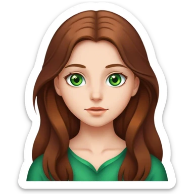 girl with long brown hair, green eyes  sticker