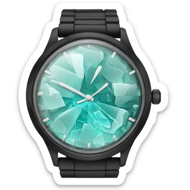 broken glass wristwatch sticker