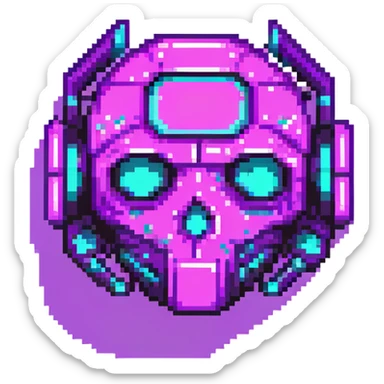 futuristic cyberpunk pixel art icon, vivid neon colors purple magenta cyan, minimal expressive design, 32x32, centered, high contrast, transparent background, no text, suitable for dark background, song title symbol sticker