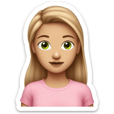 cute green eyed girl with light brown hair wearing pink tshirt sticker