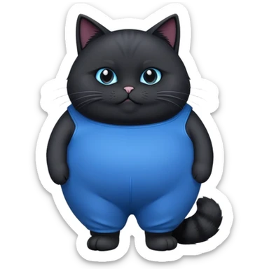 Fat black cat in blue pants sticker