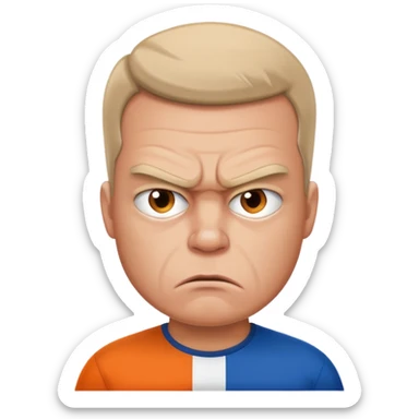 a man who is very angry at the dutch flag sticker