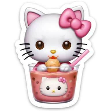 Cute hello kitty in boba sticker