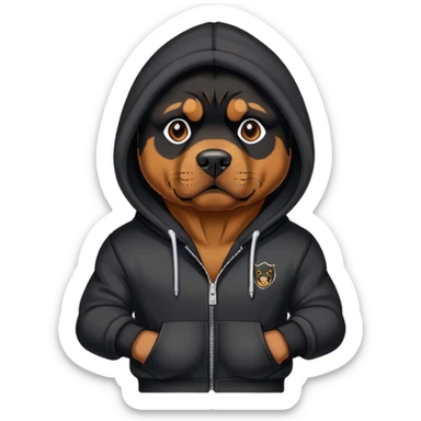 Rottweiler wearing hoodie sticker