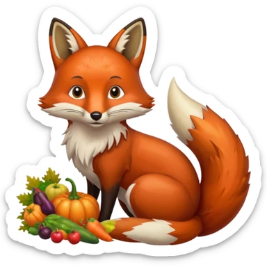 thanksgiving cornucopia and fox sticker