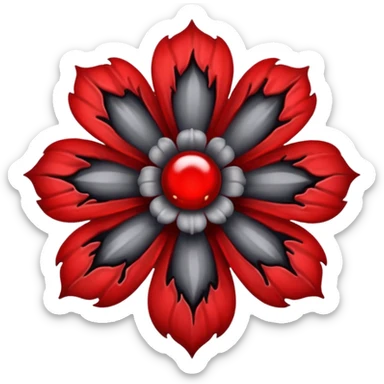 Grey creepy flower with red and blood on inside sticker