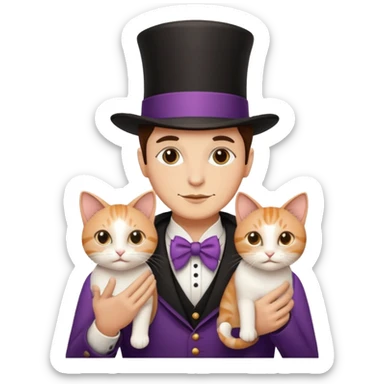 Icon Contour  Magician Couple and Their Pet Cat  sticker