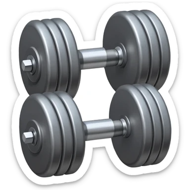 A simple dumbbell with two round weights, symbolizing fitness and strength. Minimal details, flat colors, emoji-like design. sticker