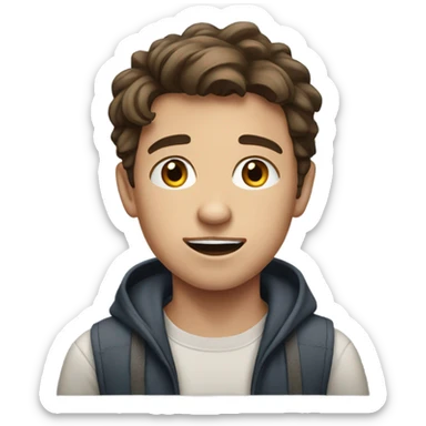 realistic brown haired boy meme sticker