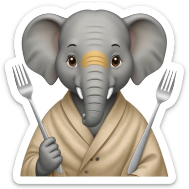 elephant at a restaurant table sticker