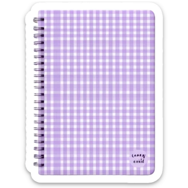 Cute  journal cover, pastel purple gingham pattern
Handwritten feminine typography, soft aesthetic, cozy girl vibe
Clean product mockup, minimal shadows, lifestyle stationery style sticker